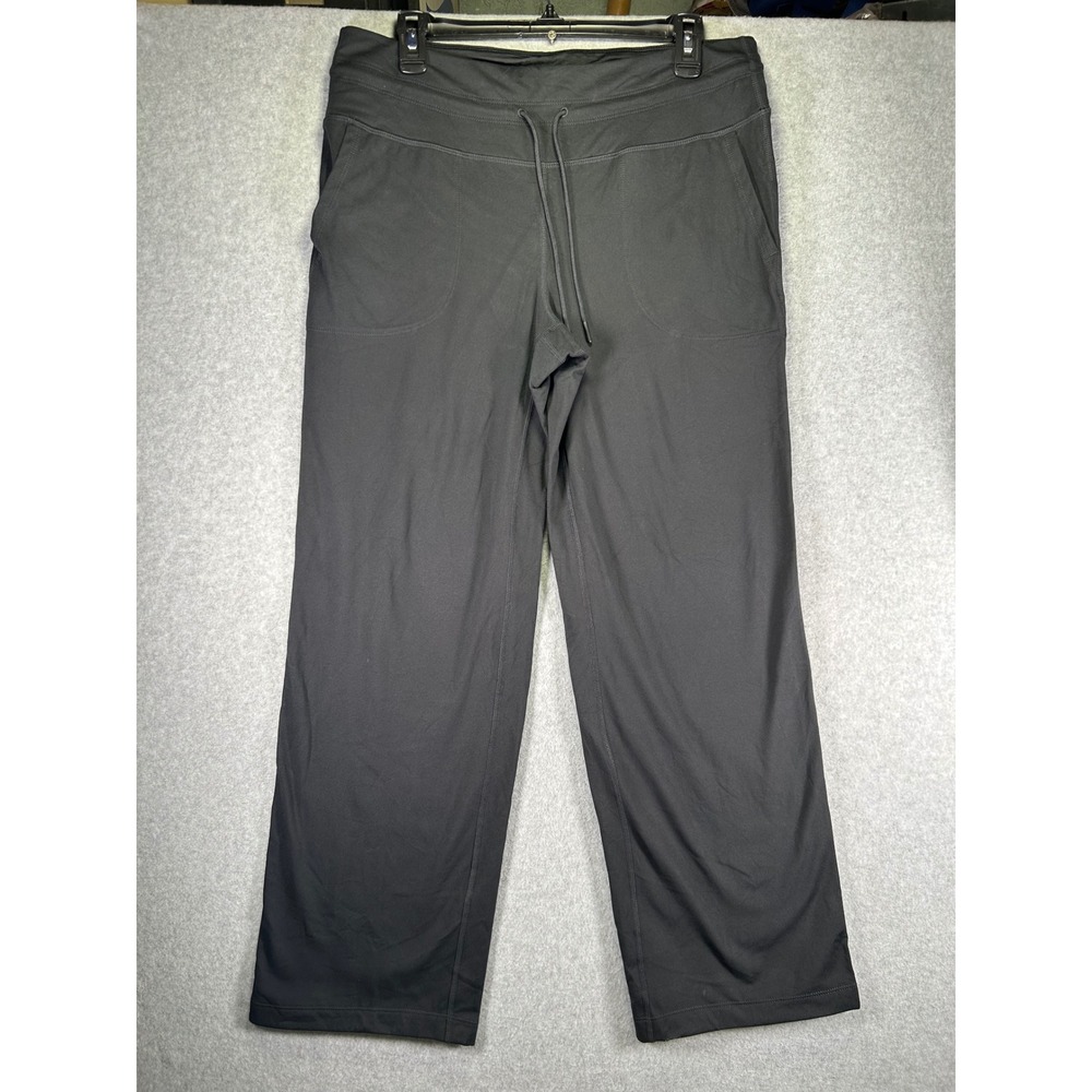 Mondetta Womens L High Rise Straight Leg Active Pants Black Drawstring Pockets